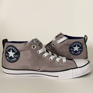 Converse All Star mid top gray sneakers Kid sz 5 -NEW